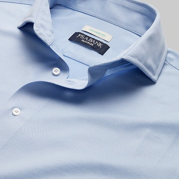 Jos. A. Bank Blue Dress Shirt Formal Cotton Blend Traveler 16 1/2 34/35 - Picture 3 of 4